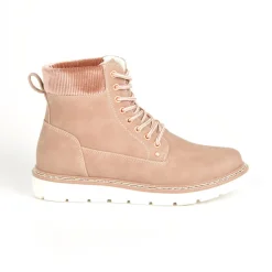 Boots, Bottines|OUTSHOES Bottines Plates Femme Avec Col Velours Rose