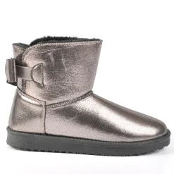 Boots, Bottines|VICE VERSA Bottines Plates Femme Avec Noeuds Gris Metal