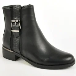 Boots, Bottines|VICE VERSA Bottines Plates Femme Bi-Matieres Noir