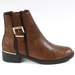 Boots, Bottines|VICE VERSA Bottines Plates Femme Bi-Matieres Marron