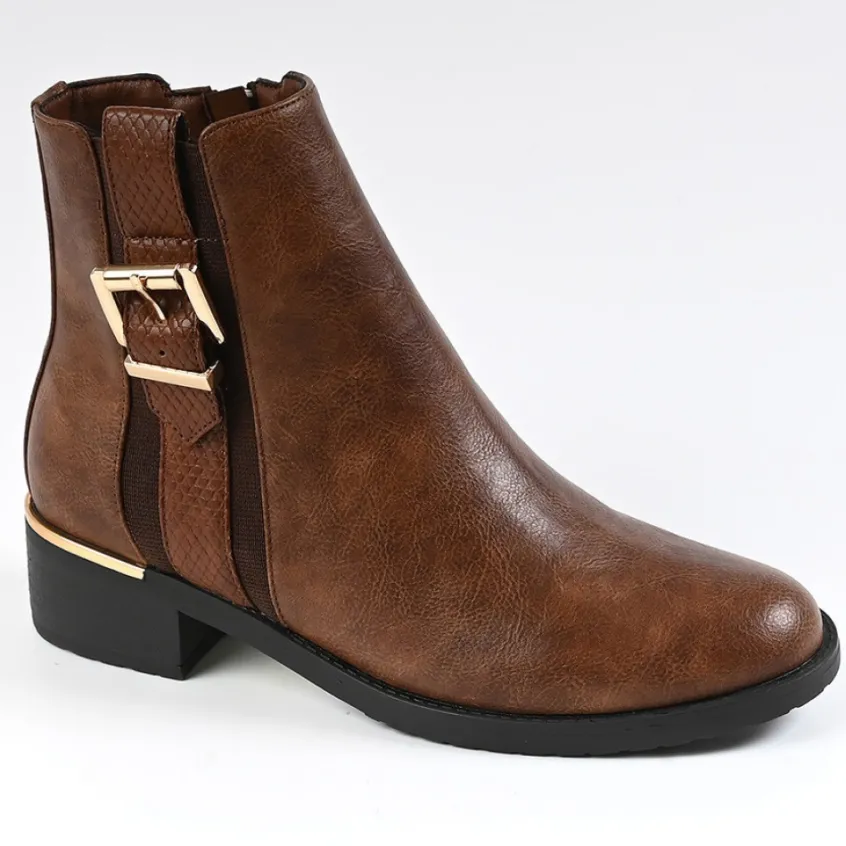 Boots, Bottines|VICE VERSA Bottines Plates Femme Bi-Matieres Marron
