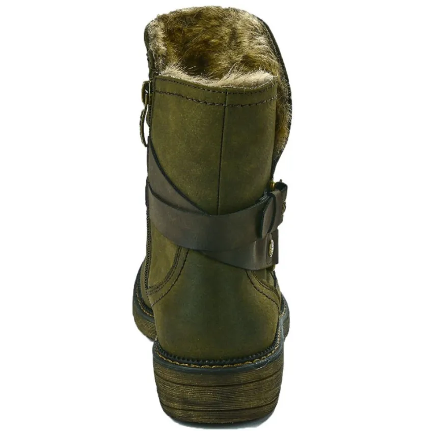 Chaussures Confort|RELIFE Bottines Plates Femme Kaki