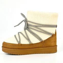 Boots, Bottines|VICE VERSA Bottines Plates Fourrees Femme Camel