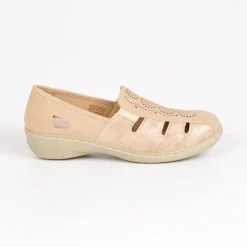Chaussures Confort|LADY CONFORT Chaussures Confort Femme Beige En Cuir
