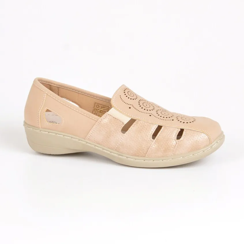 Chaussures Confort|LADY CONFORT Chaussures Confort Femme Beige En Cuir