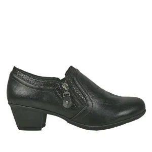 Chaussures Confort|LADY CONFORT Chaussures Confort Femme Avec Zip Pratique Sur Le Cote Noir