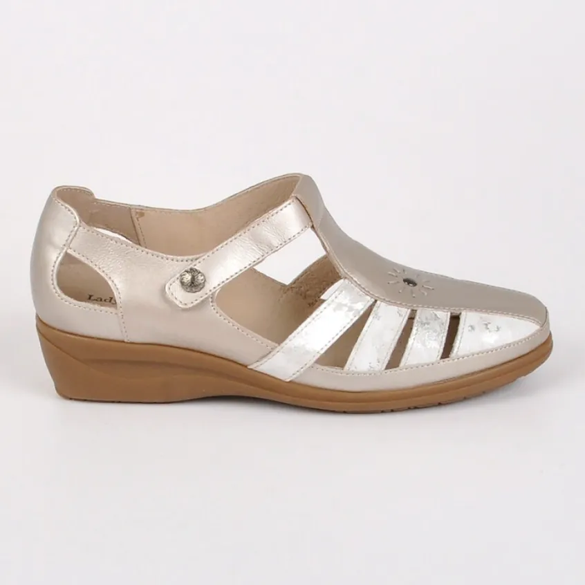 Chaussures Confort|LADY CONFORT Derbies Confort Compensees Bicolores Argente