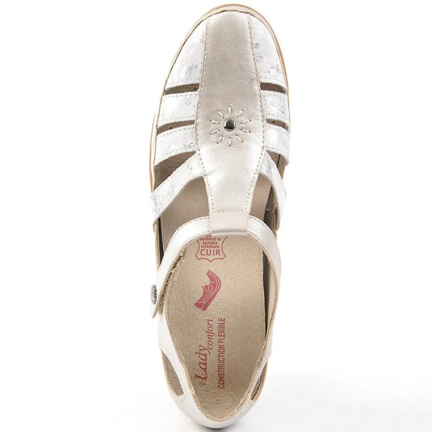 Chaussures Confort|LADY CONFORT Derbies Confort Compensees Bicolores Argente