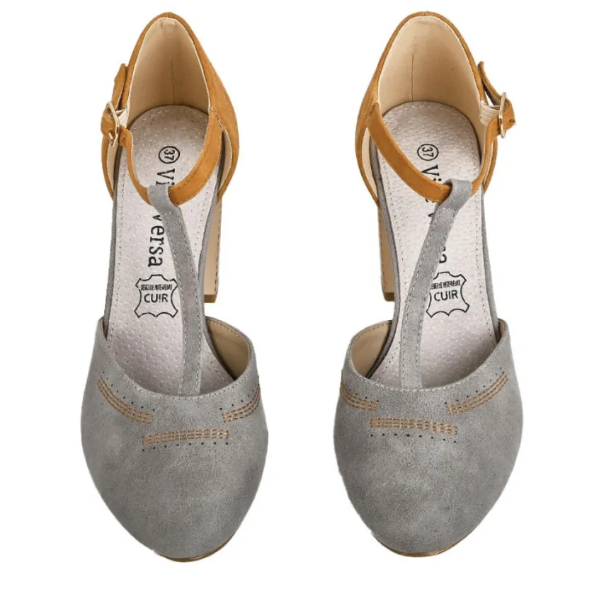 Escarpins|VICE VERSA Escarpins A Brides Femme Bicolore Gris