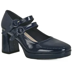 Escarpins|MASCARA Escarpins A Brides Femme Vernis Bleu Marine