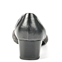 Chaussures Confort|LADY CONFORT Escarpins Bi-Matieres Confortables Noir 4Cm