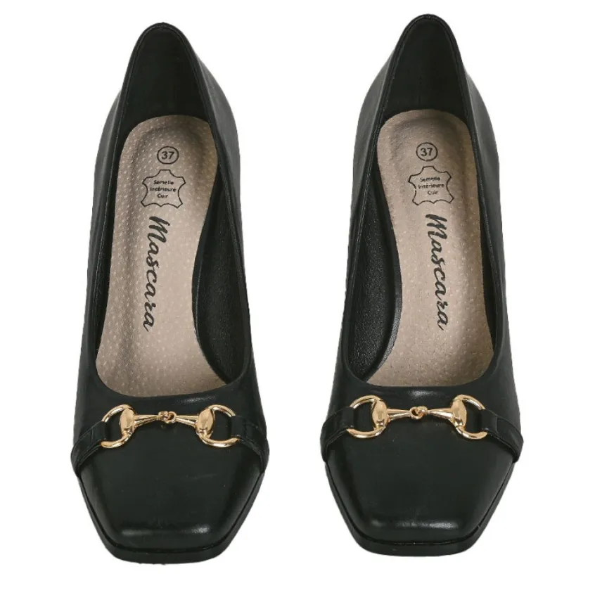 Escarpins|MASCARA Escarpins Femme Noir Bout Carre