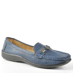 Chaussures Confort|LADY CONFORT Mocassins Avec Effet Reptile Bleu Marine