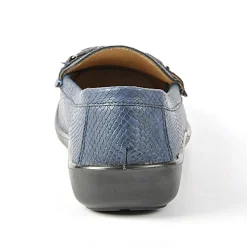 Chaussures Confort|LADY CONFORT Mocassins Avec Effet Reptile Bleu Marine
