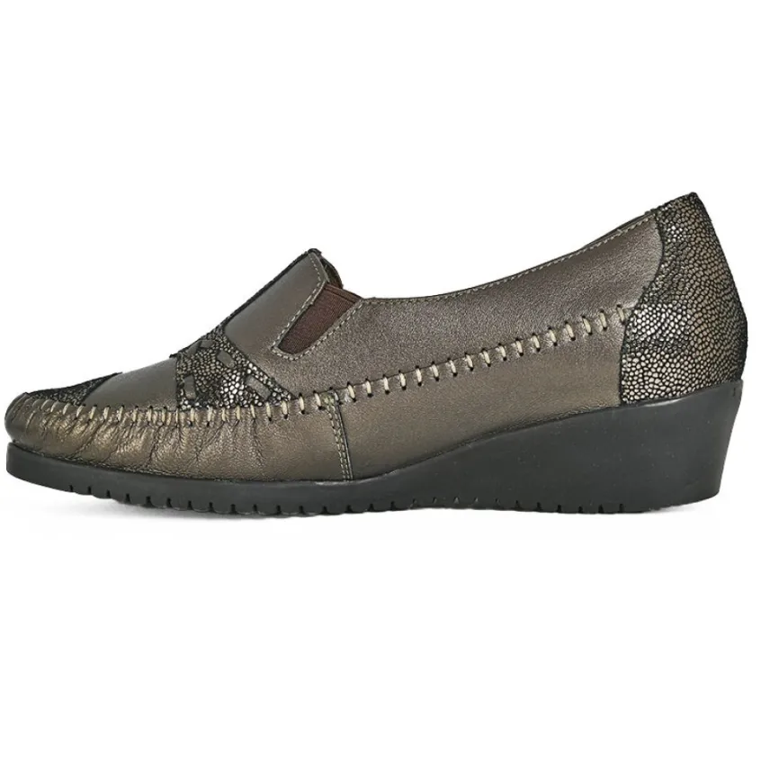 Chaussures Confort|LADY CONFORT Mocassins Confort Femme Bronze Avec Elastiques