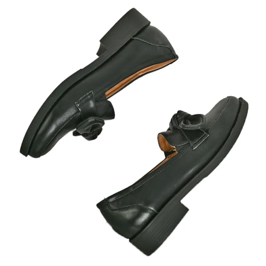 Chaussures Confort|SCALINA Mocassins Confort Femme Noir A Noeud