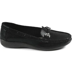 Chaussures Confort|LADY CONFORT Mocassins Confort Femme Noir Effet Reptile