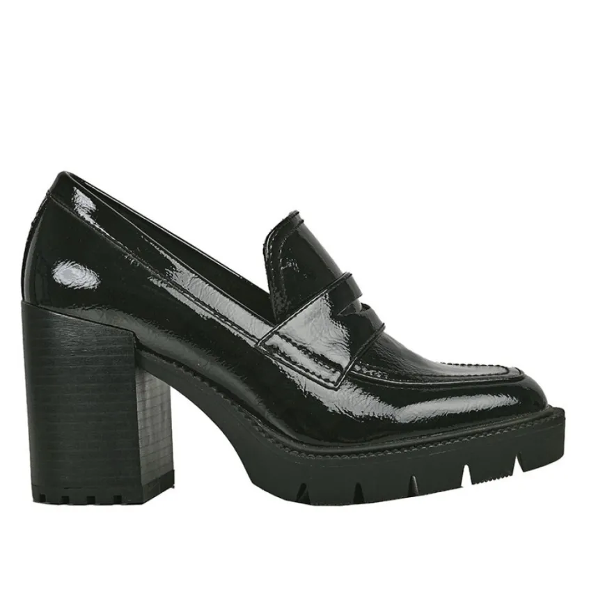 Mocassins|MASCARA Mocassins Crantes A Talon Femme Vernis Noir