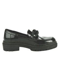 Mocassins|VICE VERSA Mocassins Crantes Vernis Noir Femme A Chaine