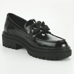 Mocassins|VICE VERSA Mocassins Crantes Vernis Noir Femme A Chaine