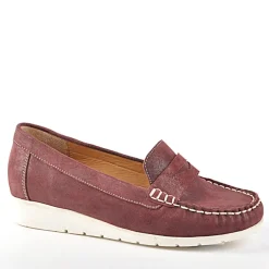 Chaussures Confort|SCALINA Mocassins Femme Aspect Daim Bordeaux