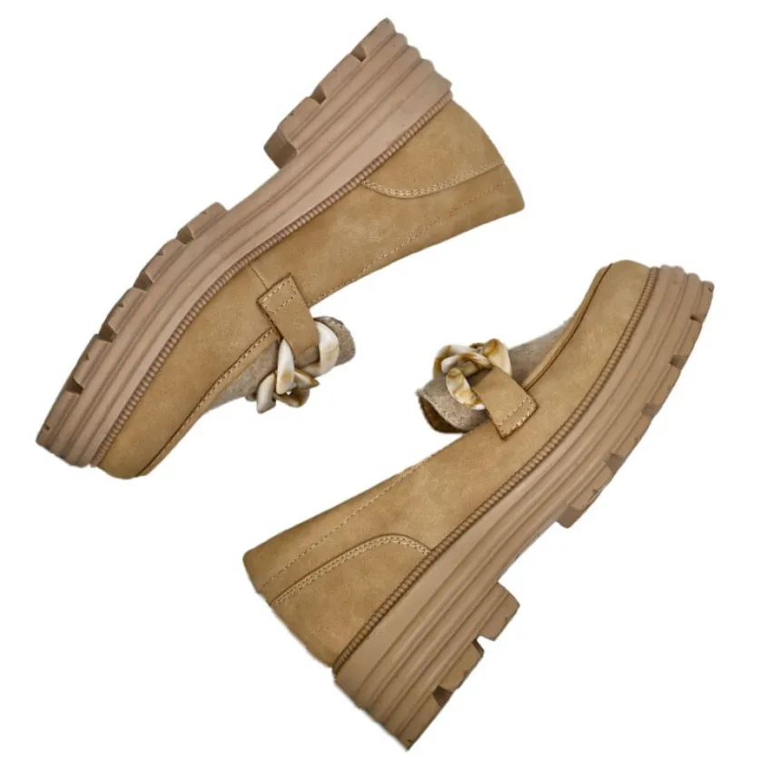 Mocassins|VICE VERSA Mocassins Femme Beige Semelle Crantee