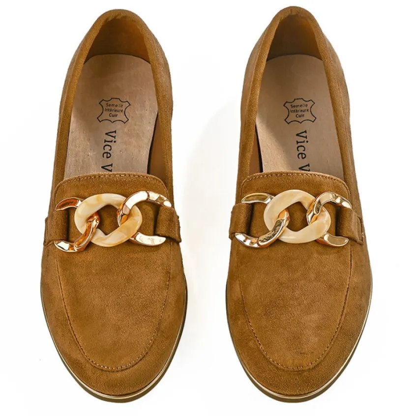 Mocassins|VICE VERSA Mocassins Femme Camel A Chaine