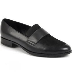 Mocassins|TIPO ALTO Mocassins Femme En Cuir Noir Effet Bi-Matieres
