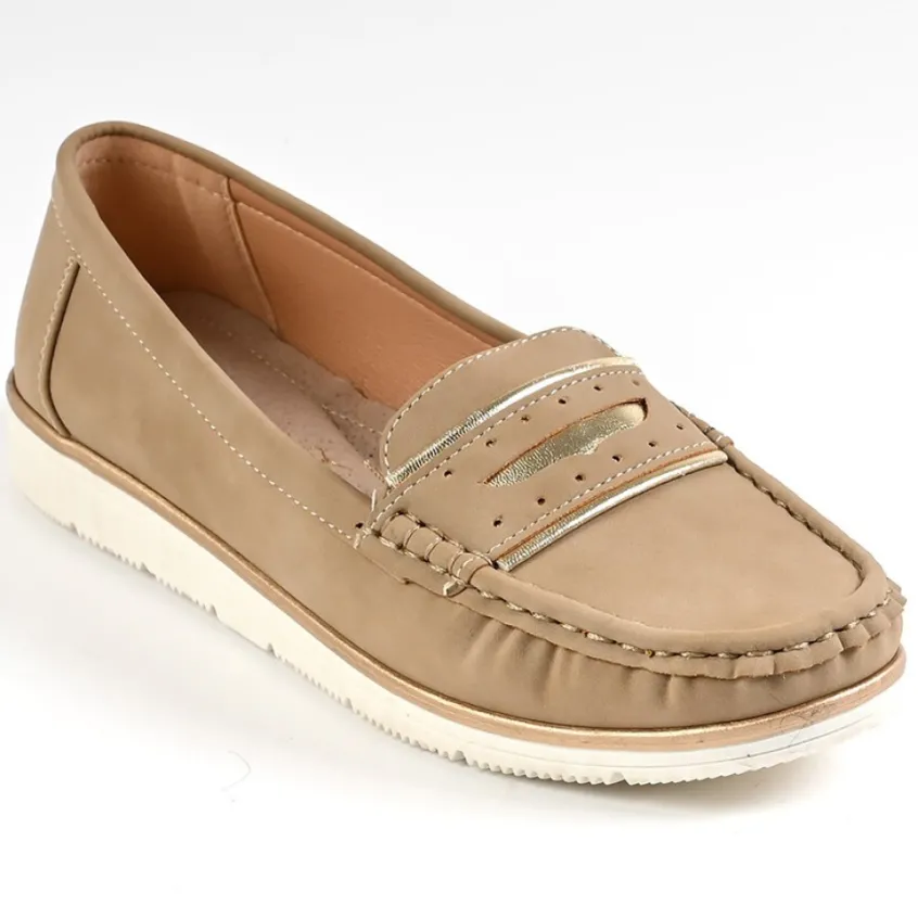 Chaussures Confort|SCALINA Mocassins Femme Beige