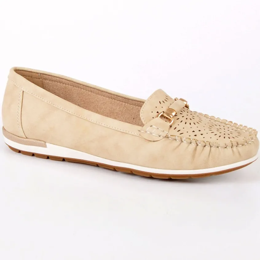 Chaussures Confort|SCALINA Mocassins Femme Beige