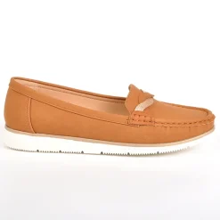 Chaussures Confort|SCALINA Mocassins Femme Camel En Cuir