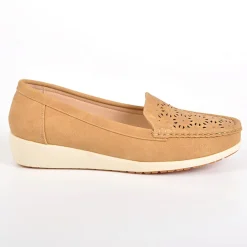 Chaussures Confort|LADY CONFORT Mocassins Femme Strass Camel