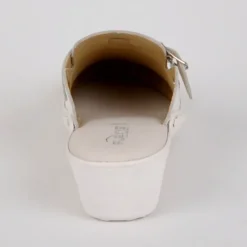 Chaussures Confort|FLEX'IS Mules Sabots Avec Boucles Metalliques Blanc