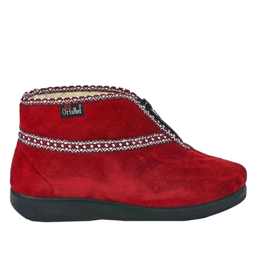 Chaussons|ORTOMED Pantoufle Femme Confort Ultra-Leger Bordeaux