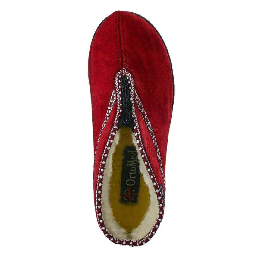 Chaussons|ORTOMED Pantoufle Femme Confort Ultra-Leger Bordeaux