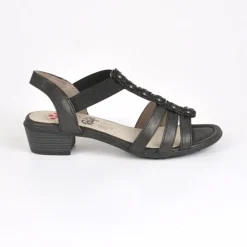 Chaussures Confort|RELIFE Sandales A Talons Femme Avec Elastiques Noir