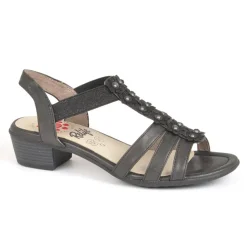 Chaussures Confort|RELIFE Sandales A Talons Femme Avec Elastiques Noir