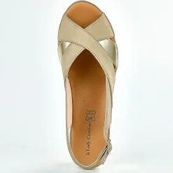 Chaussures Confort|LADY CONFORT Sandales Compensees Bicolores Femme Beige