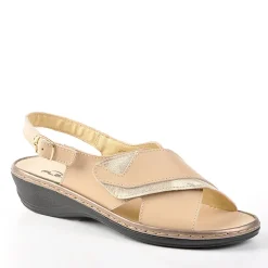 Chaussures Confort|FLEX'IS Sandales Compensees Bi-Matieres Beige
