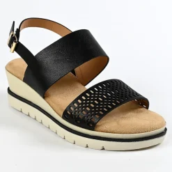 Chaussures Confort|SCALINA Sandales Compensees Femme Noir