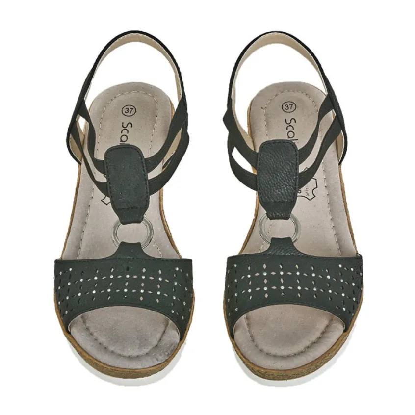 Chaussures Confort|SCALINA Sandales Compensees Femme Noir