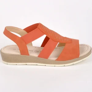 Chaussures Confort|SCALINA Sandales Compensees Femme Avec Strass Orange