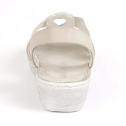 Chaussures Confort|LADY CONFORT Sandales Compensees Femme Gris En Cuir