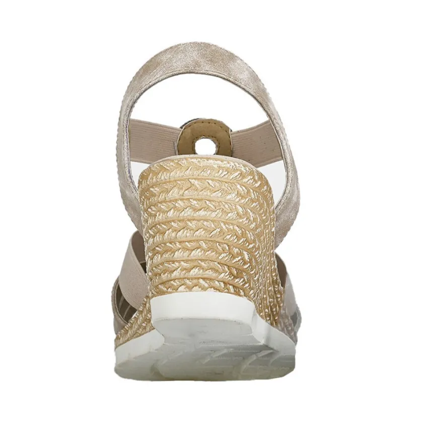 Chaussures Confort|SCALINA Sandales Compensees Femme Dore