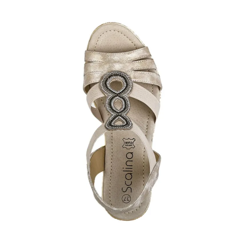 Chaussures Confort|SCALINA Sandales Compensees Femme Dore