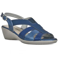 Chaussures Confort|LADY CONFORT Sandales Compensees Femme Bleu Marine