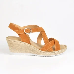 Chaussures Confort|SCALINA Sandales Compensees Femme Camel