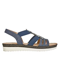 Chaussures Confort|SCALINA Sandales Compensees Femme Bleu Jean