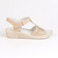 Chaussures Confort|LADY CONFORT Sandales Compensees Femme Confort Beige
