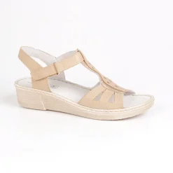 Chaussures Confort|LADY CONFORT Sandales Compensees Femme Confort Beige